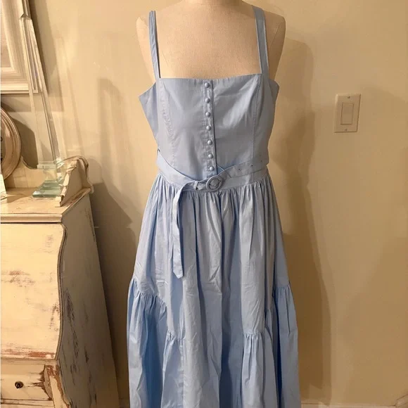 Cinq à Sept Amber Tiered Midi Dress size 8 beautiful blue starlight color - Picture 3 of 5